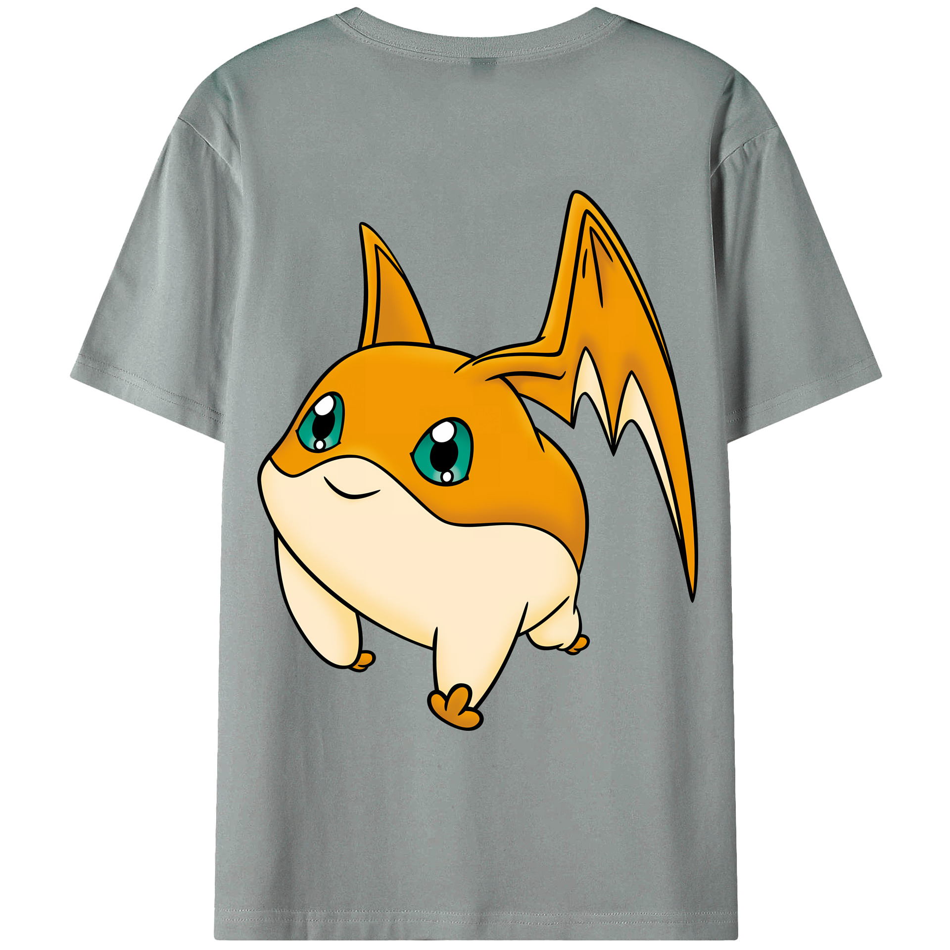 （画像用） Digimon デジタルモンスター/デジモン 綿100％ メンズ半袖Tシャツ（バックプリント） 通気性